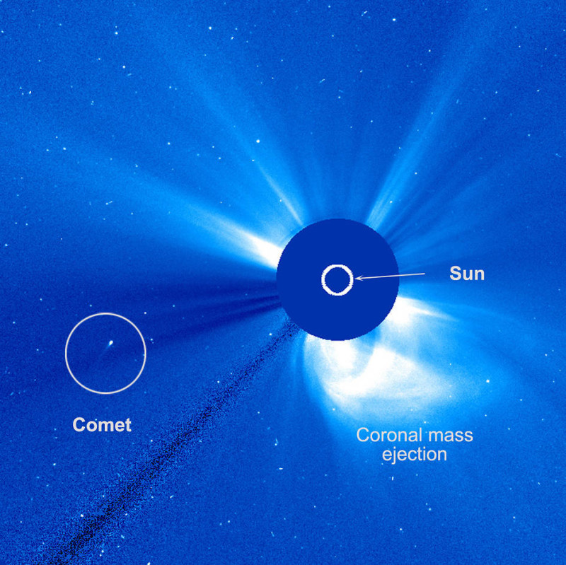 мимо солнца пролетела комета